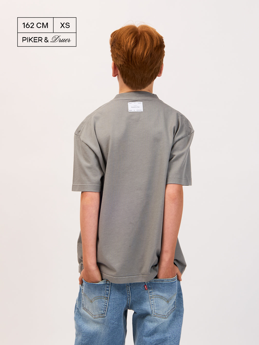 Piker&Druer T-shirt – vintage grey with white and pink print