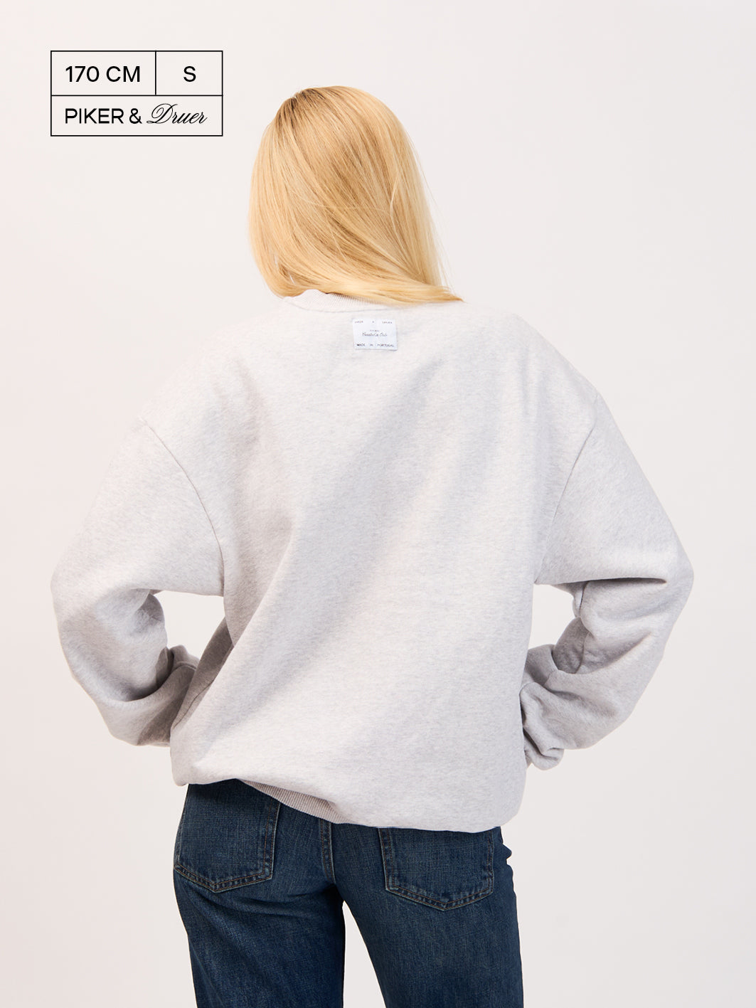 Piker&Druer Crewneck - Grey melange with light blue P&D logo