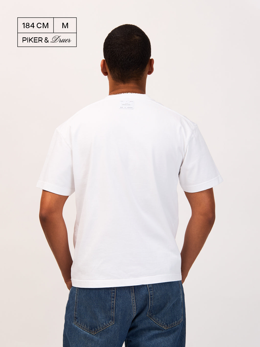 Piker&Druer T-shirt – white with blue print