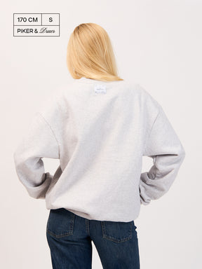 Piker&Druer Crewneck - Grey melange with light blue P&D logo