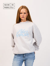 Piker&Druer Crewneck - Grey melange with light blue P&D logo