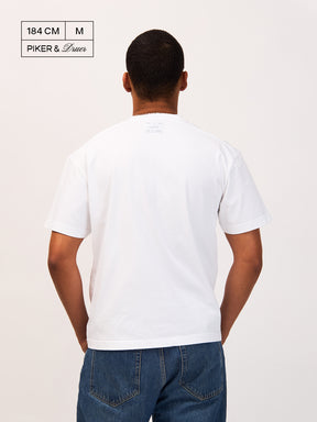 Piker&Druer T-shirt – white with blue print