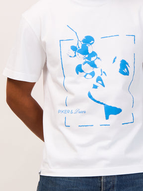 Piker&Druer T-shirt – white with blue print